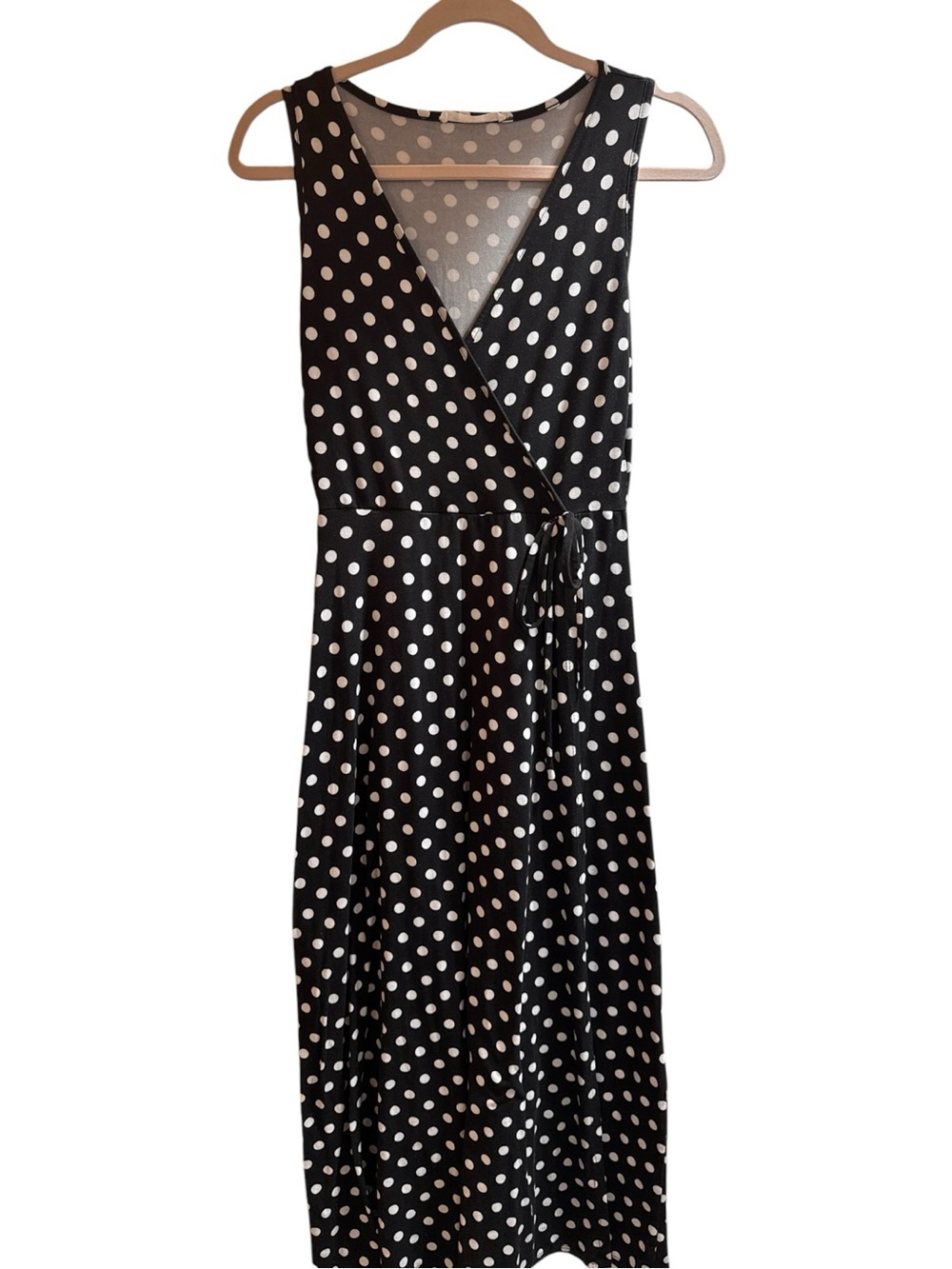 Caution to the Wind Black & White Polka Dot Tie Front Maxi Dress Women's Size 4